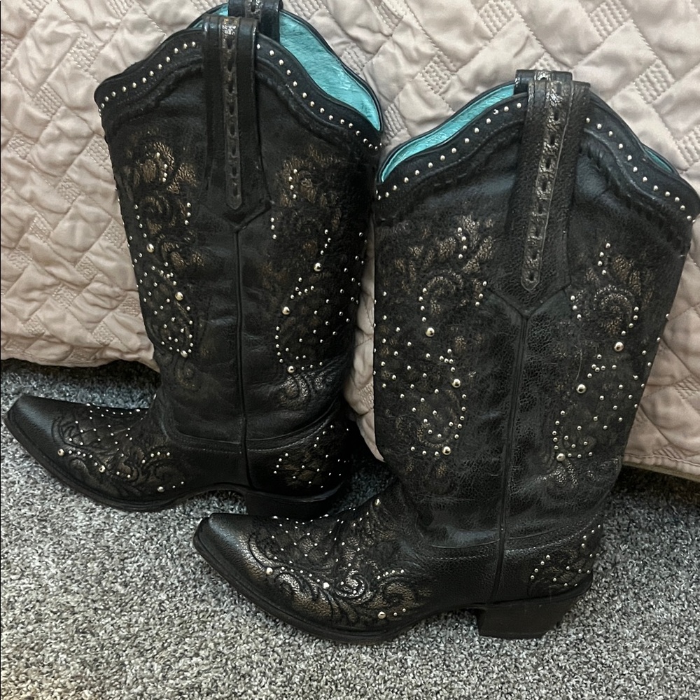 Corral Black Studded Heeled Boots